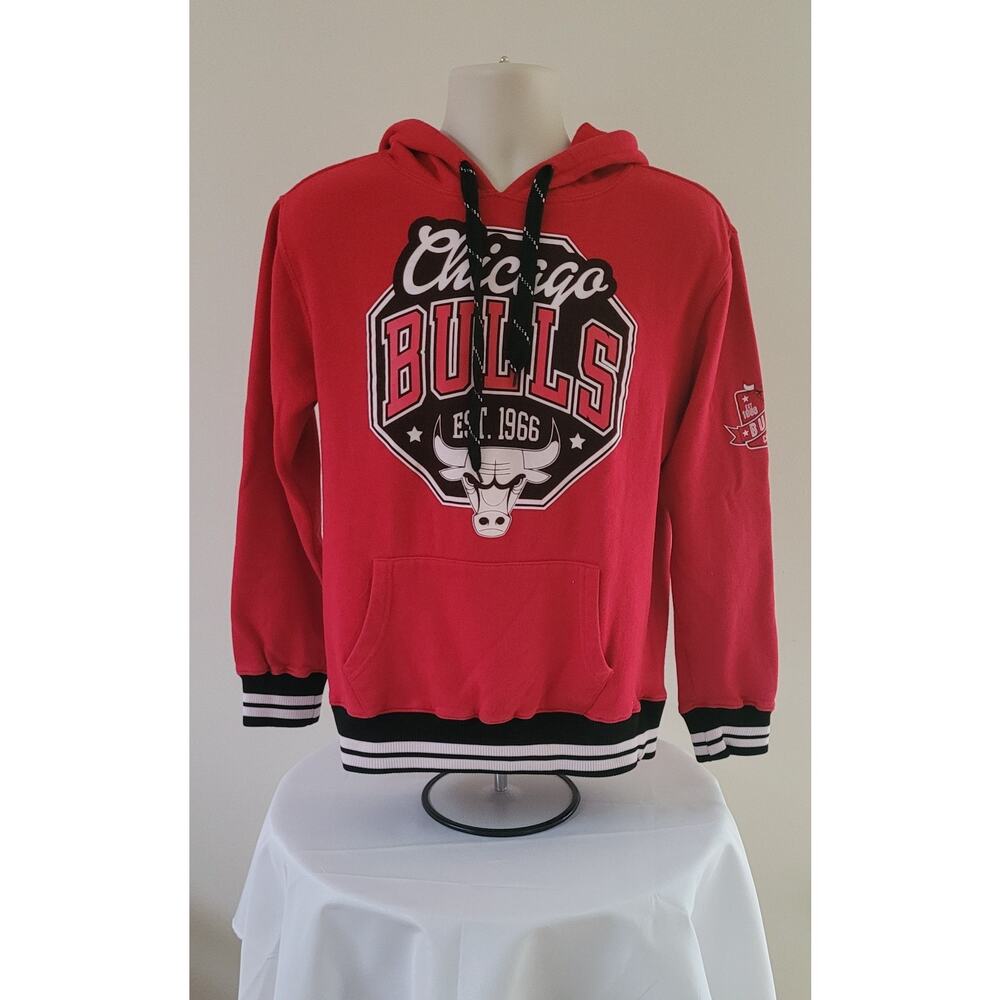UNK☆Chicago Bulls NBA/Basketball●Red Drawstring Hoodie●Pocket●Sweatshirt-Sz Sm
